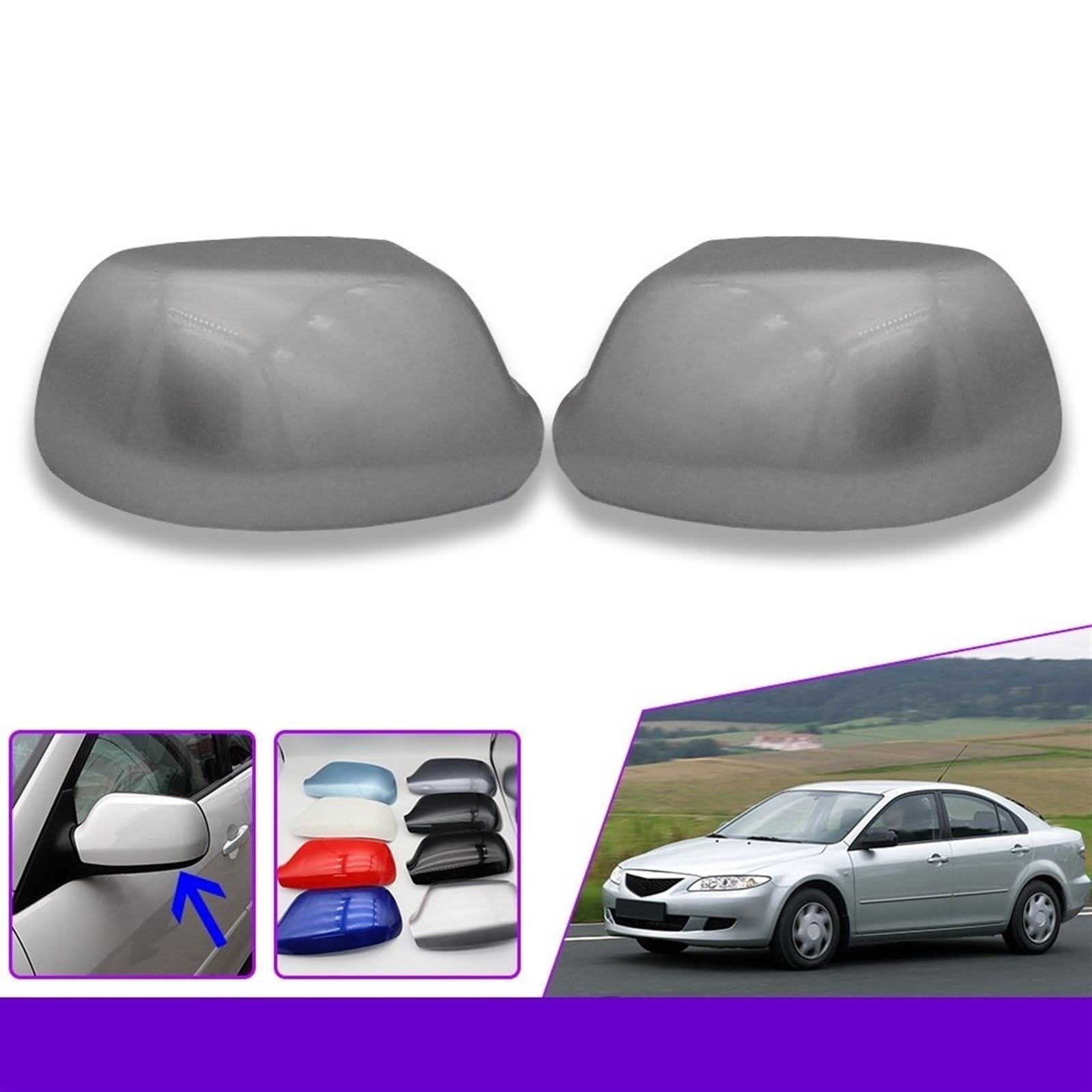 Specchietto retrovisore dell'automobile Per Mazda 6 Per Atenza GG 2003-2008 Coperchio specchietto retrovisore laterale portiera 2 pezzi Tappo copri(6)