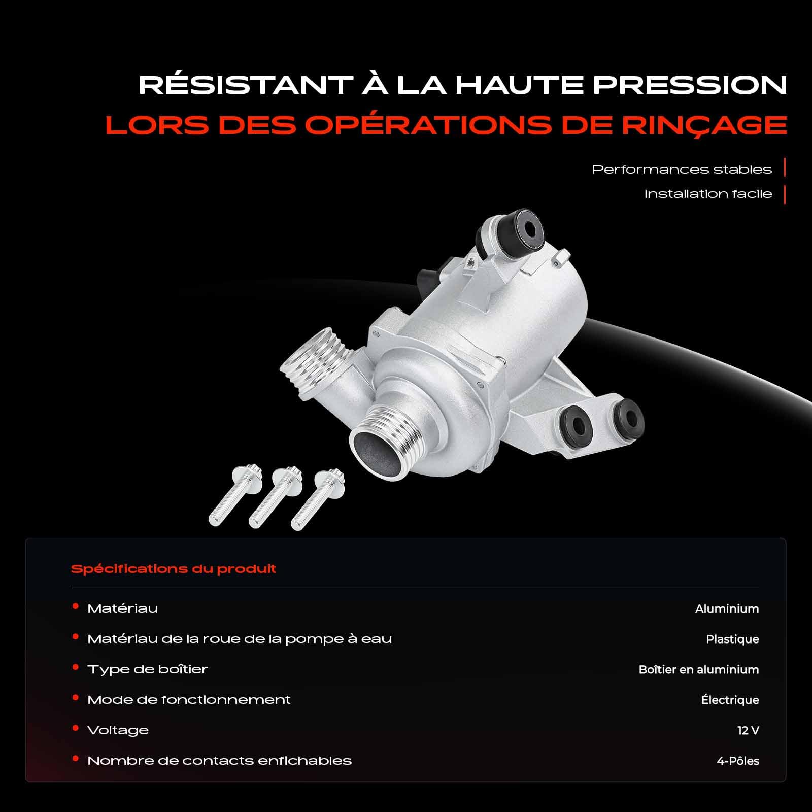 Frankberg Pompe à eau, refroidissement moteur, électrique, 4 broches, | Compatible avec: Série 1 Cabriolet E88, Série 1 E81, Coupé Série 3 E92, Série 3 Touring E91, Série 3 E90