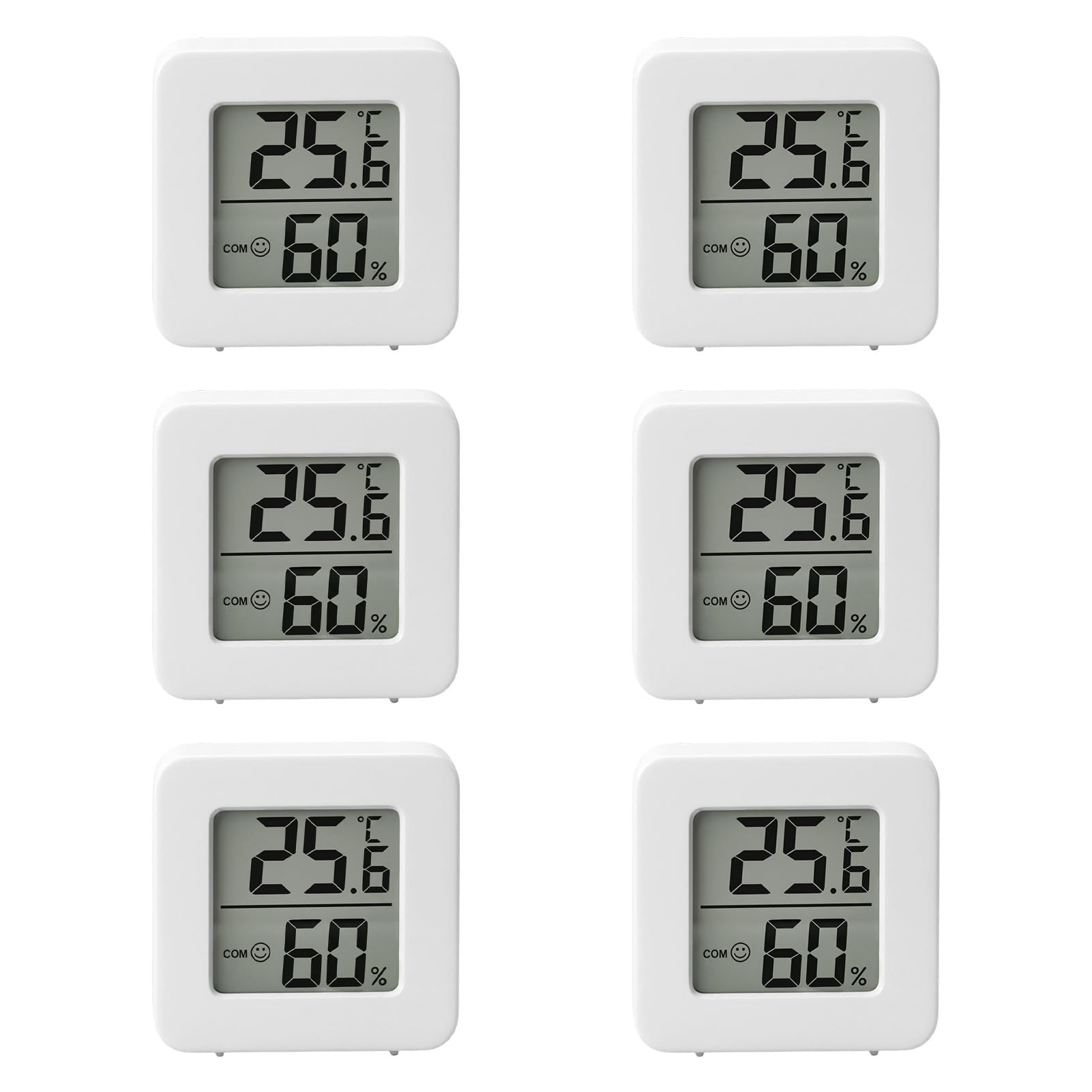 6PCS Room Thermometer, Digital Hygrometer & Humidity Meter, Accurate Thermometer with Humidity Sensor, Indoor Temp Humidity Monitor with Mini LCD for Home Office Baby Greenhouse (White)