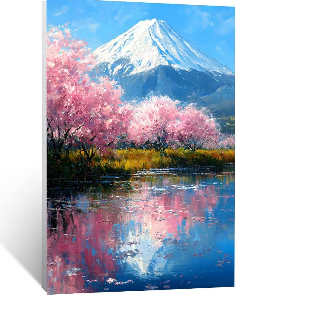 Mount Fuji Malarstwo Numery dla dorosłych Kwiaty wiśni Zestaw do malowania według numerów dla dorosłych 135 x 100 cm, ręczne malowanie na płótnie dla dzieci, malowanie według numerów z farbą akrylową