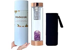Crystal Glass Water Bottle with Stainless Steel Infuser. Rose-PW