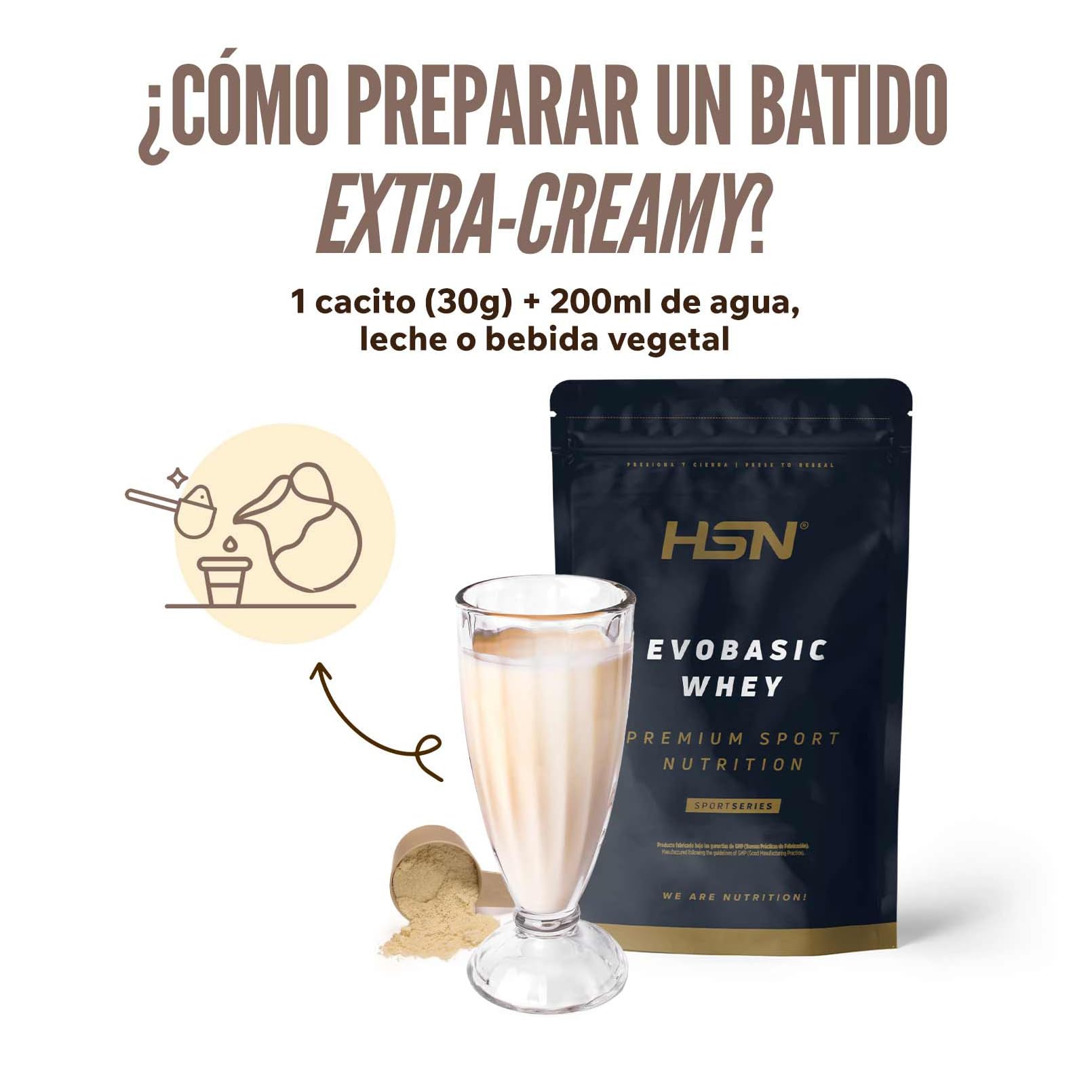 HSN Evobasic Whey (Whey Protein Concentrate WPC) | Chocolate 2Kg = 67 Batidos por Envase | Concentrado de Proteína de Suero con Lactasa | No-GMO, Vegetariano, Sin Gluten ni Soja