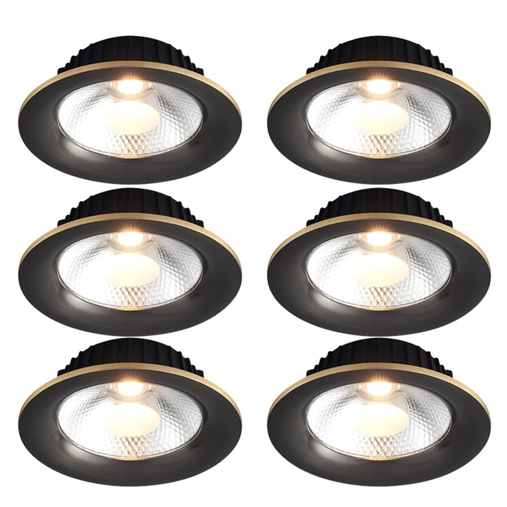 Aioneer 6 Pcs Recessed Led Downlight, Baffle Trim,7W/9W Round Daylight Retrofit Downlight Deep Anti-Glare Cob Spotlights Simple Retrofit Installation - No Flicker7w-6000K