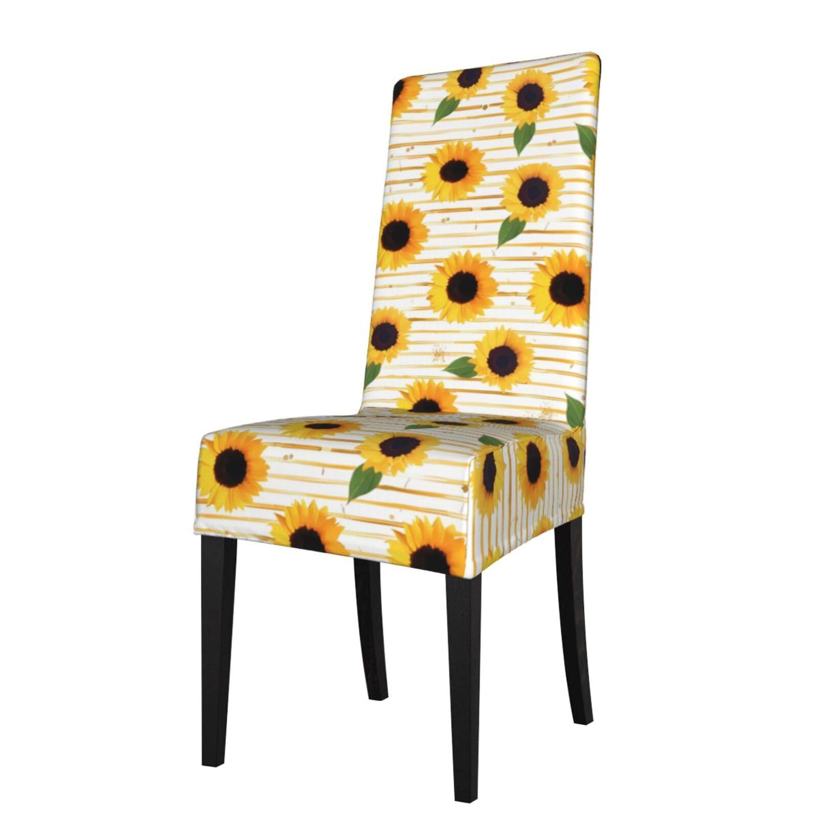 WHJDPP Sunflower pattern Prints Protection Cover for Dining Chair - Stretchy Seat Throw Covers, Wrinkle-Free & Easy Care for Hotel, Wedding & Home Dining Chairs