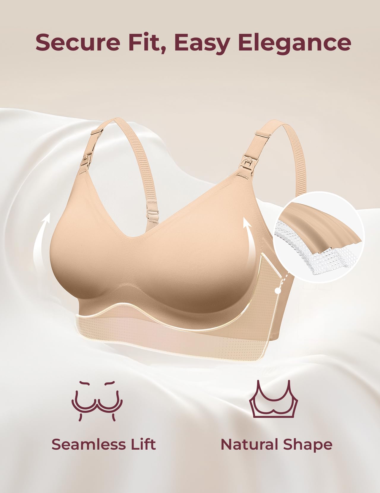 Momcozy Reggiseno per allattamento senza ferretto, reggiseno per gravidanza senza cuciture e reggiseno per il sonno, morbido bralette imbottite per allattamento e vita quotidiana