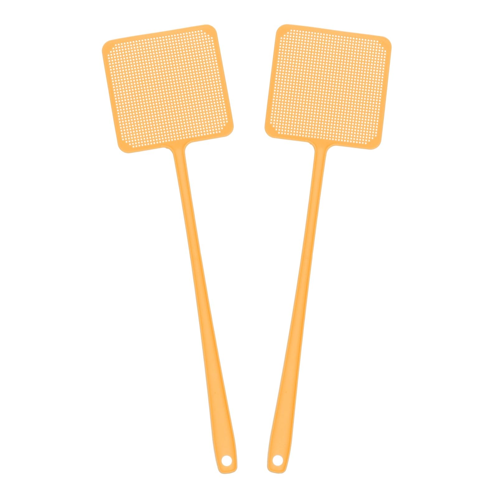 sourcing map 2pcs Fly Swatter 4.5"x4.5" Plastic Manual Heavy Duty Long Handle Fly Swatter for Home Indoor Outdoor, Gold