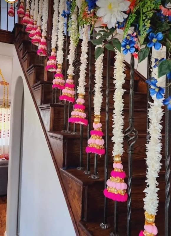 Buy Virushka Artificial Jasmine Flower Strings (Set Of 7) For Stairs Décoration, Door Décoration