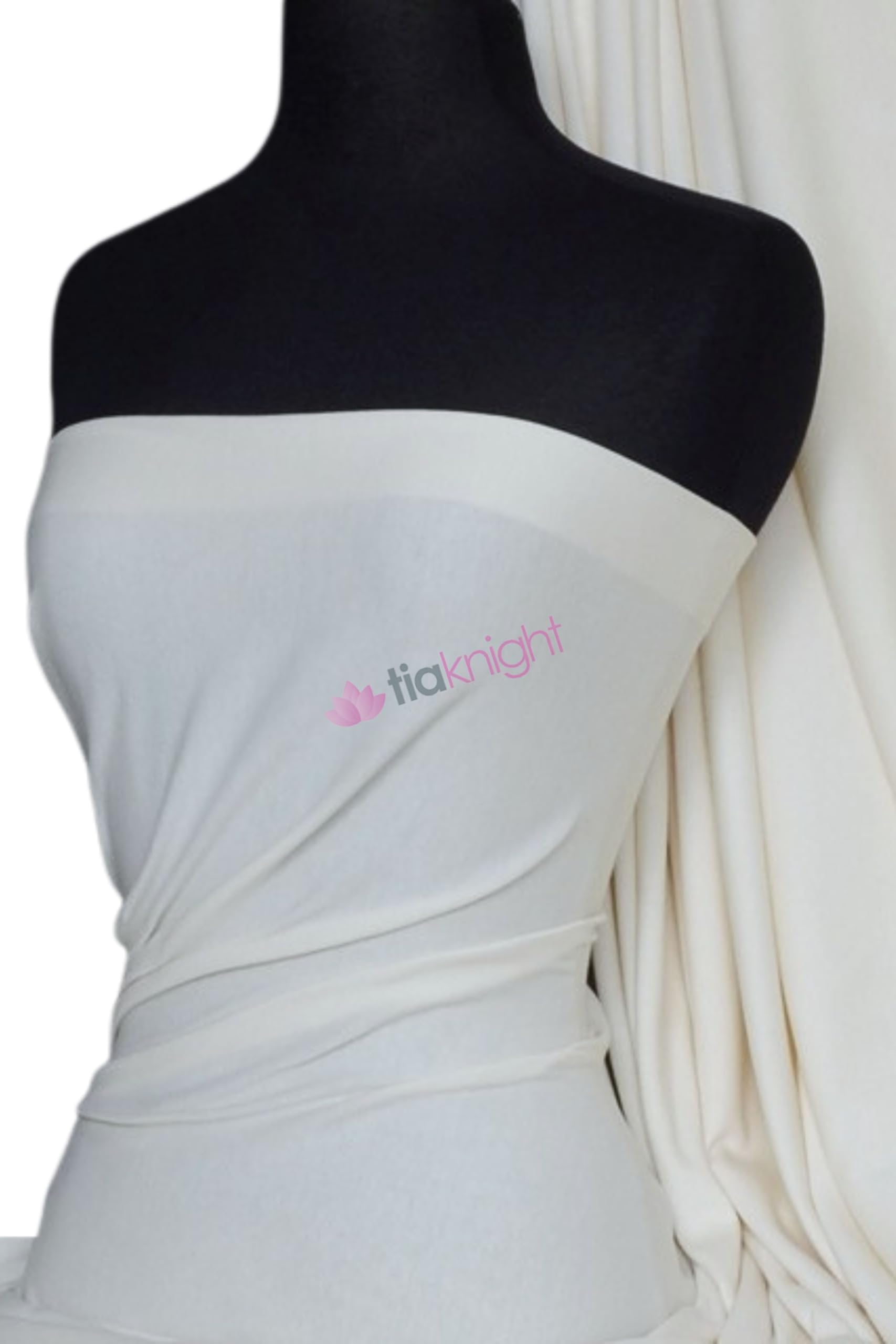 Tia Knight Ivory Soft Fine 1X1 Rib 100% Cotton Knit Jersey Fabric | Soft T-Shirt Material | Over 50 Colours | Oeko-Tex Certified | Same Day Dispatch | By (Q61) (Ivory)