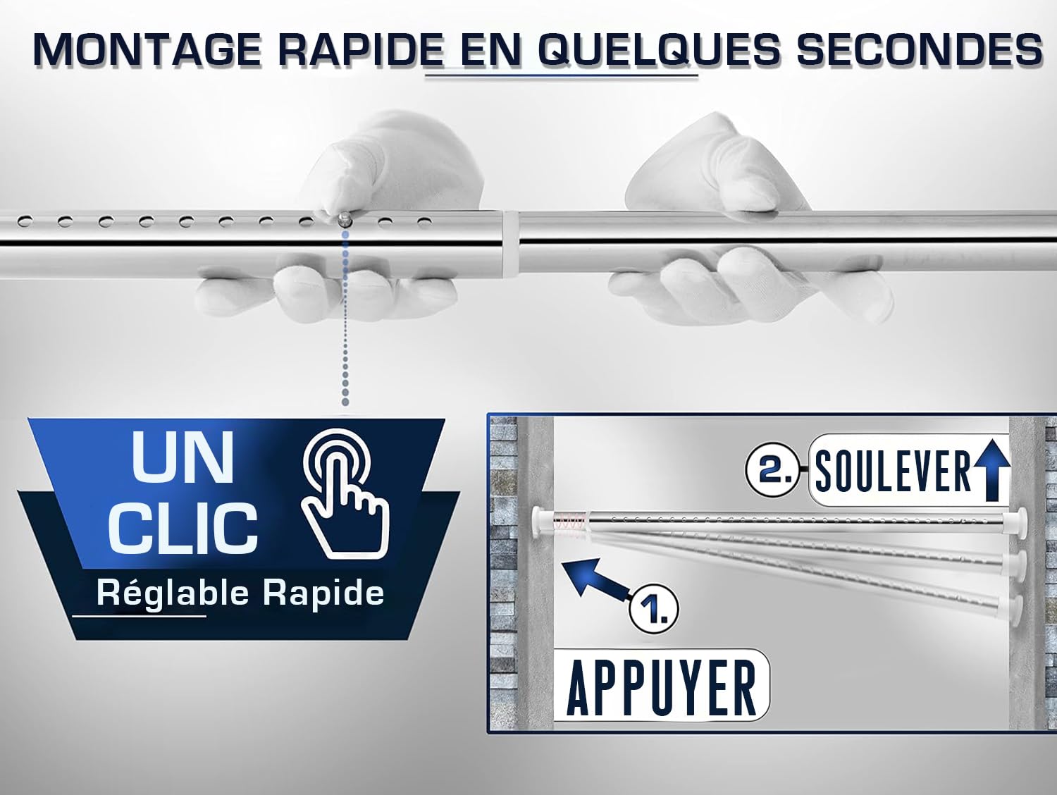 Tringle à Rideau Extensible Tringle De Rideau De Douche 310-360CM Acier Inoxydable Argenté - Maison