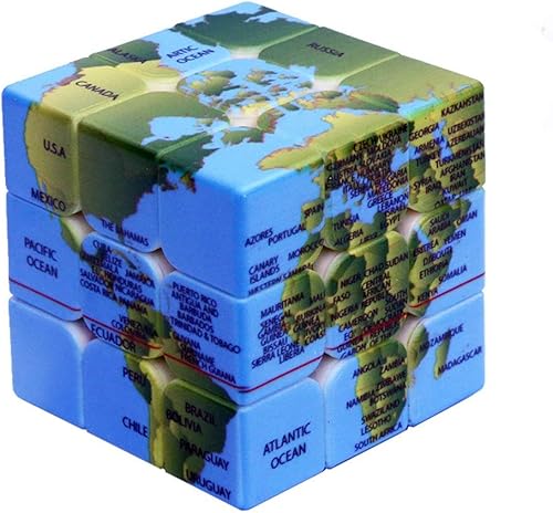 Speed Cube - Rompecabezas de cubo mágico con diseño de mapa del mundo, rompecabezas de IQ Games, efecto de alivio, juguetes para adultos, 2.2