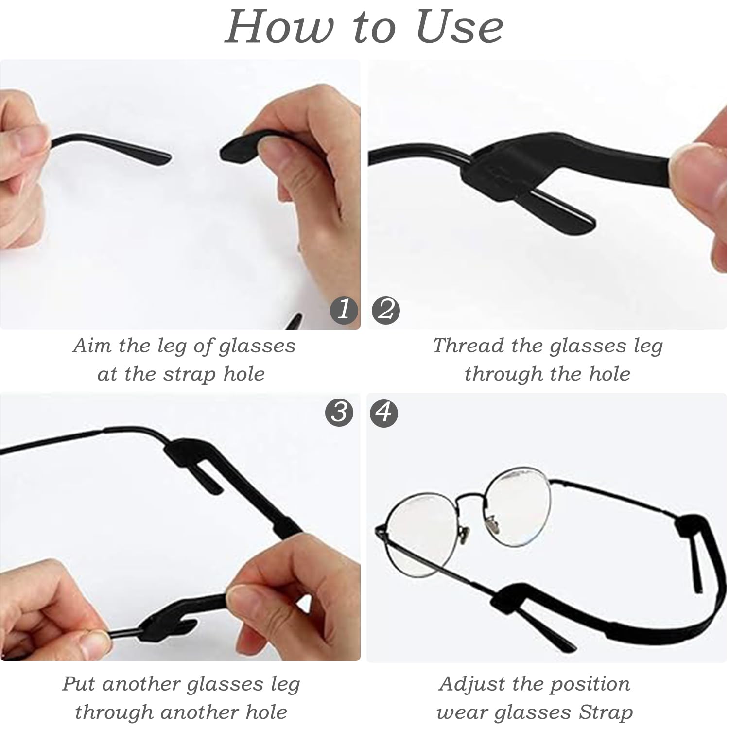 10 Articles Sangles de Lunettes en Silicone, Silicone Retenue de Lunettes Sports, Retenue de Lunettes Antidérapante, Sangles de Lunettes Réglables, pour Sports Enfants Adultes