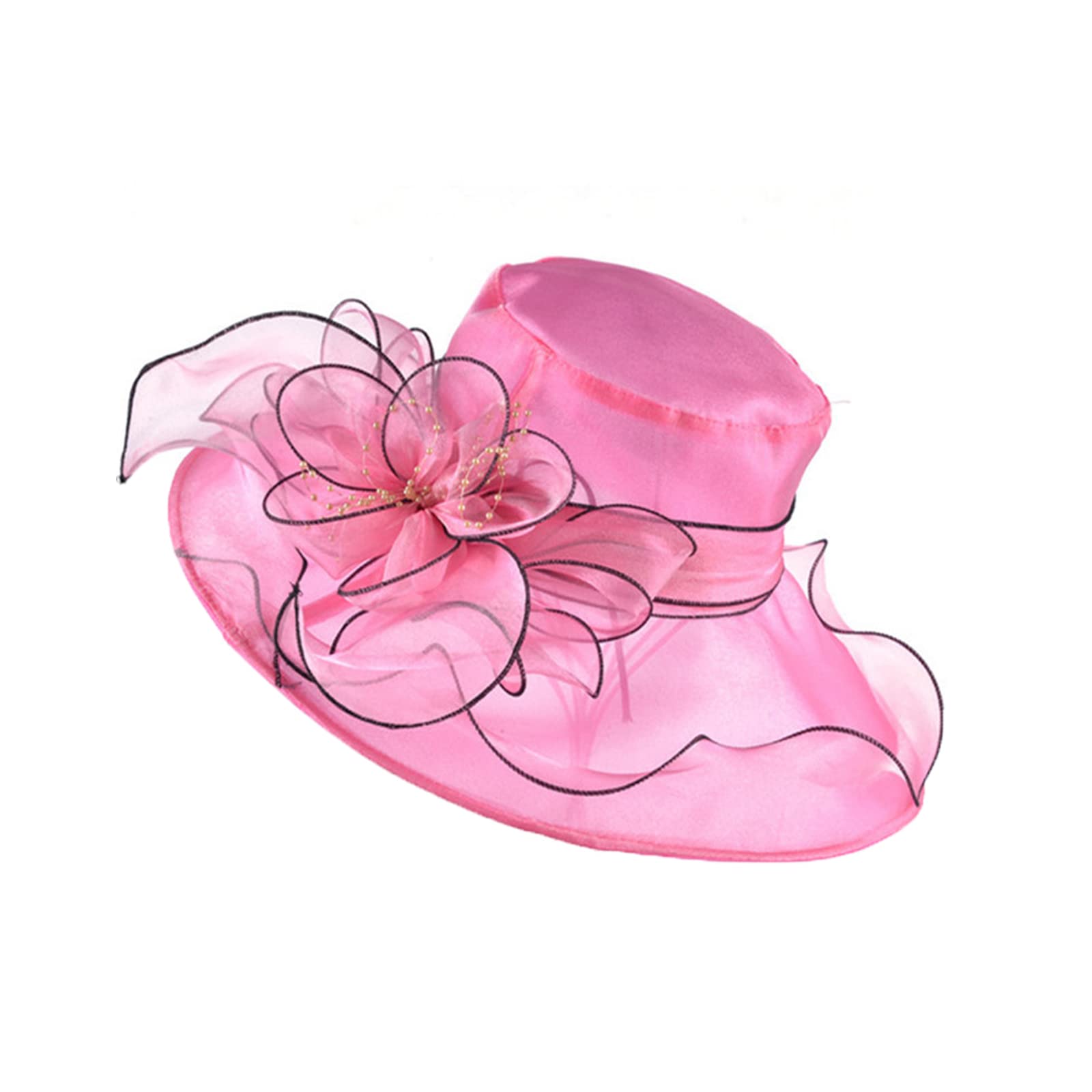 YUEMING Mujeres de Sol Sombrero,Sombrero de Organza para Mujer, Cinta Floral de ala Ancha para Damas, Derby Iglesia Vestido Sombrero Bucket Boda Bowler Sombreros