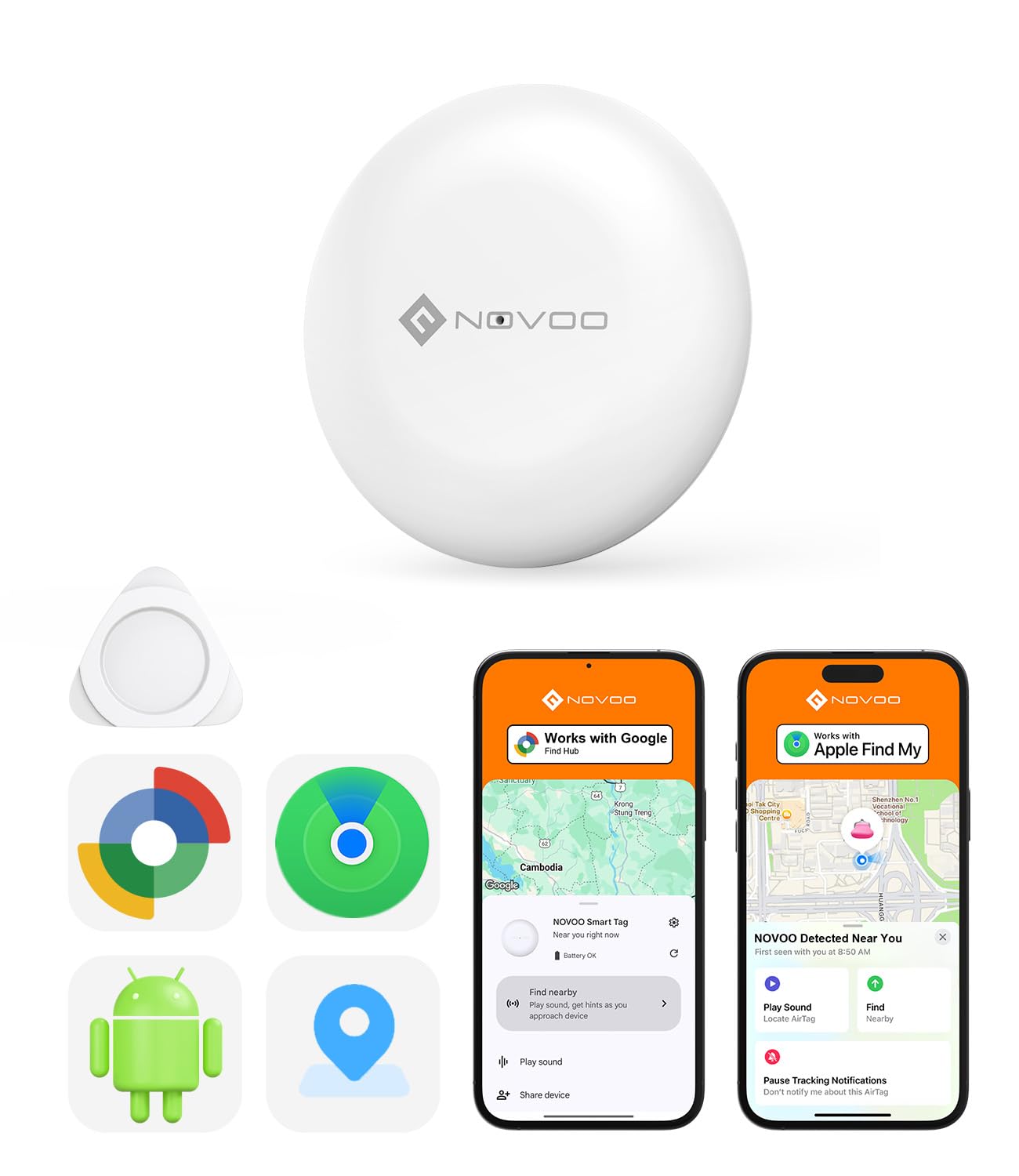 NOVOO Smart Bluetooth Tracker Tag, Keys Finder & Item Locator for Wallet, Passport, Luggage and Bags, iOS & Android Compatible, Loud 80dB Alarm, IPX5 Waterproof, Replaceable Battery, Phone Finder-image-21