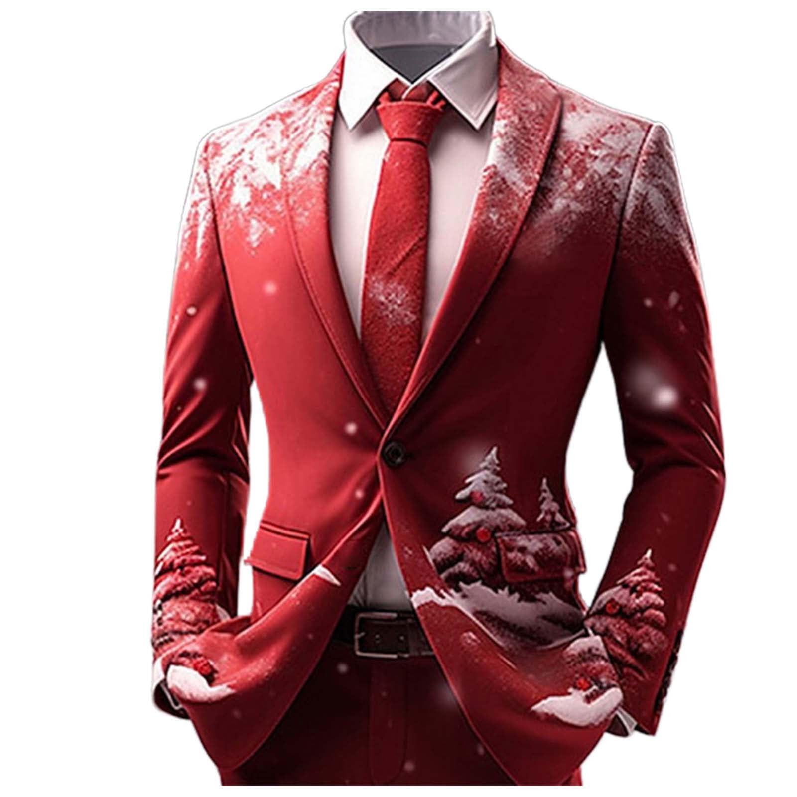 Giacca natalizia da uomo, sportiva, moderna, con blazer di Natale, motivo natalizio, per il tempo libero, Xmas per le vacanze, elegante giacca smoking divertente