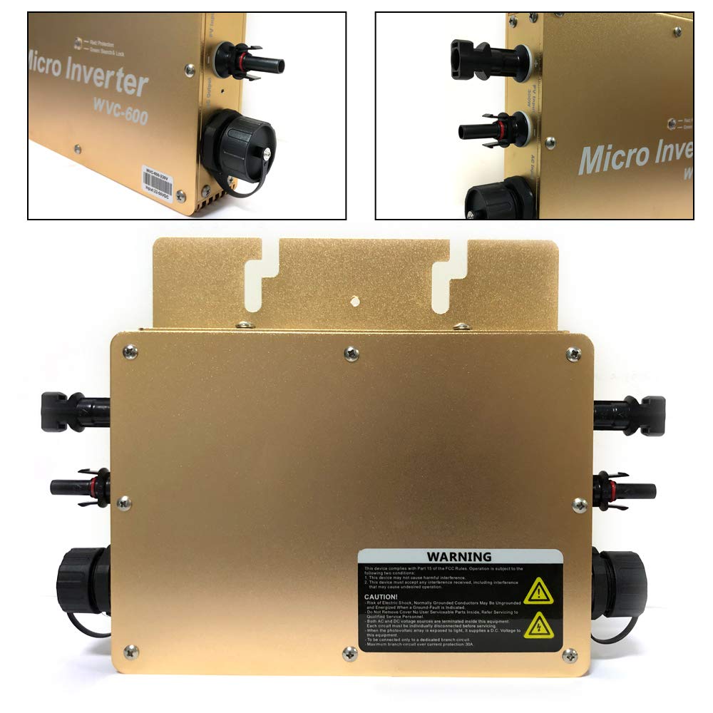 Inverter Solare Digitale WVC-600W IP65 Impermeabile, MPPT, 600W, 22-50V DC, 2.3kV AC, 99% di Efficienza, 1 Unità