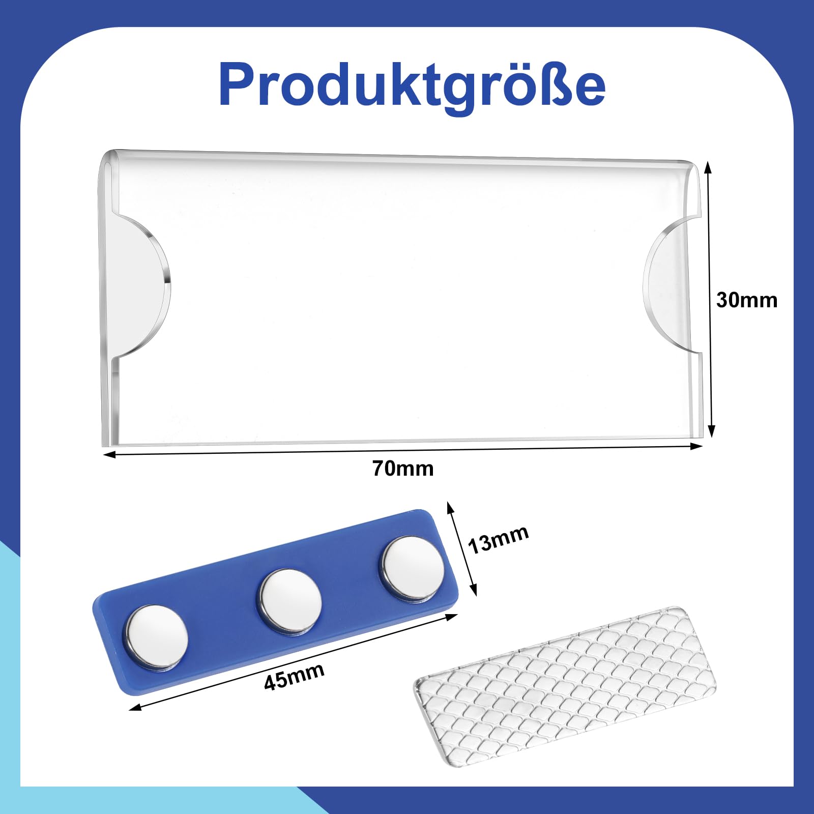 Yoosso 20 pezzi targhette magnetiche per nome 75 x 30 mm trasparente acrilico magneti al neodimio