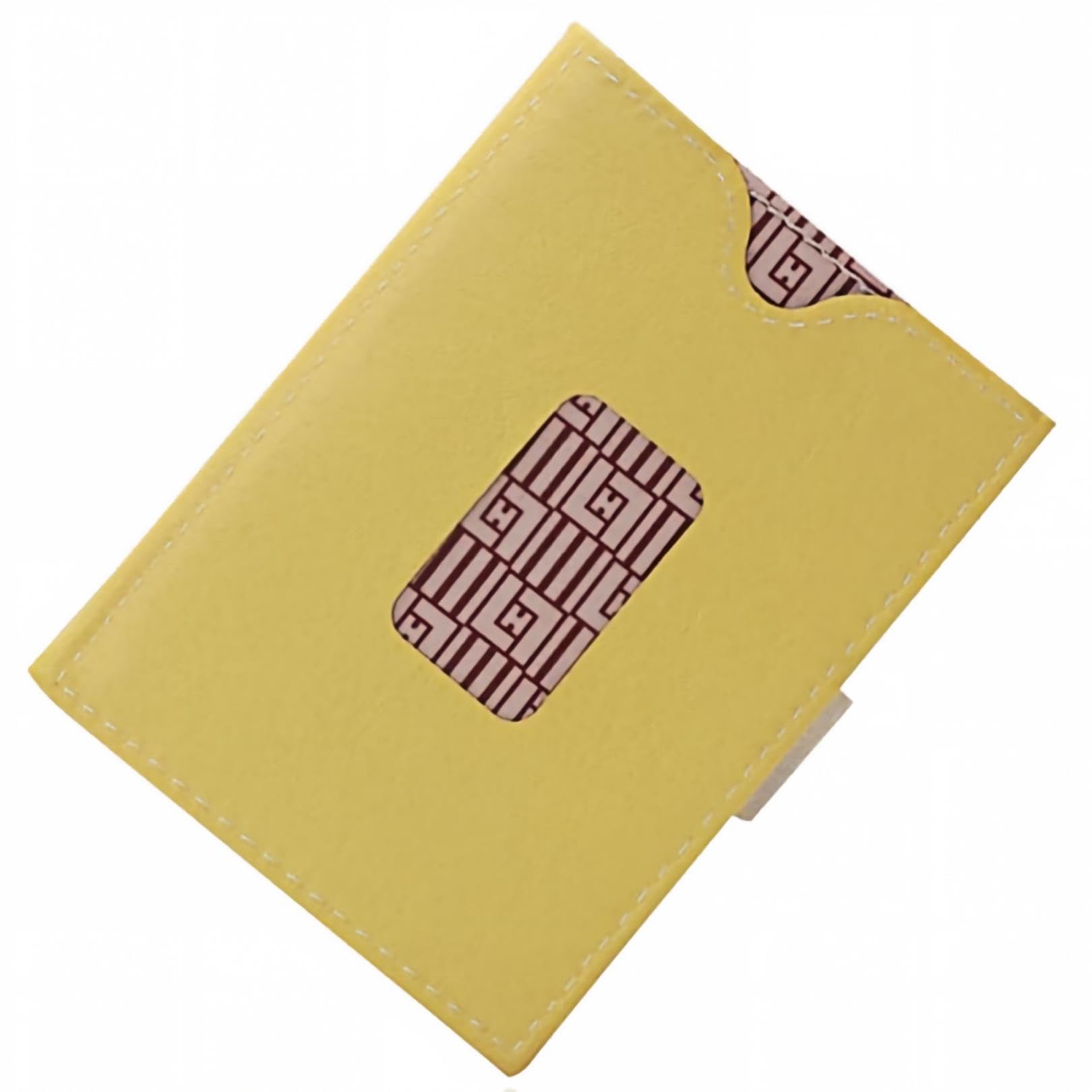 LLH Leather Trifold Wallet - RFID Blocking with Stainless Steel Locking Clip Wallet, Minimalist Front Pocket RFID Blocking Credit Card Holder (Yellow)