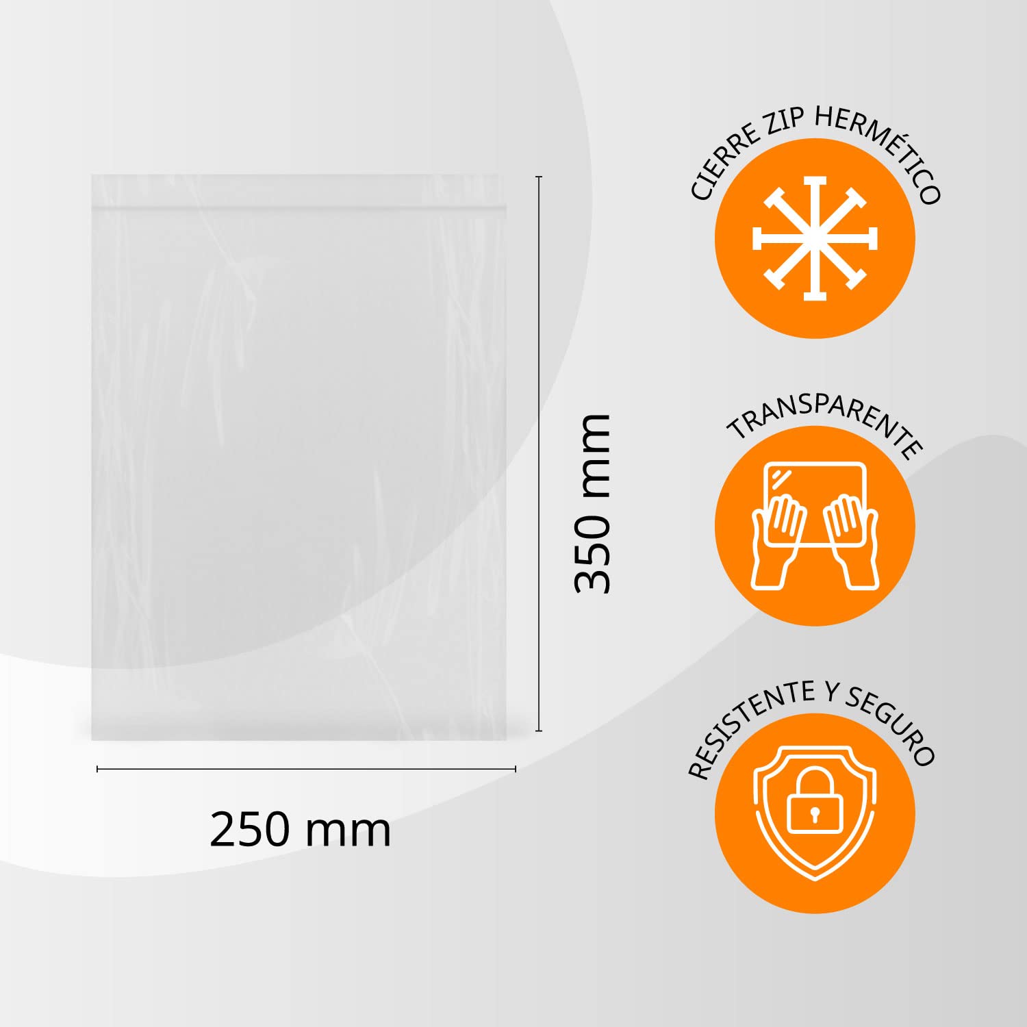 Bolsas con Cierre Hermético de Plástico Transparentes Ideales para Congelar Alimentos, Guarda Documentos, Bolsas Reutilizables y de Conservación - Ofituria (300 Bolsas, 250 x 350 mm)