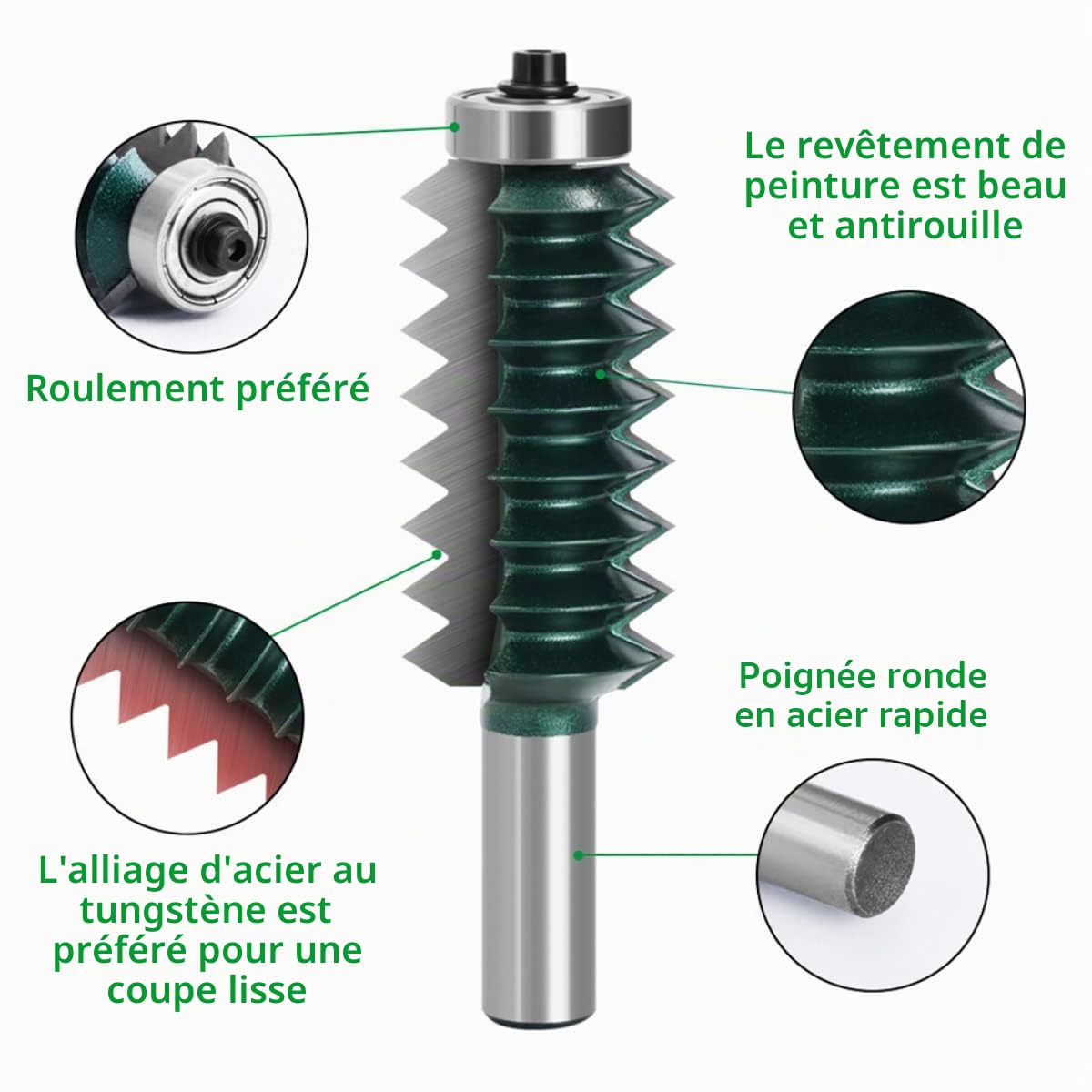 SPORTARC Fraise à coller avec tige de 12 mm pour menuiserie