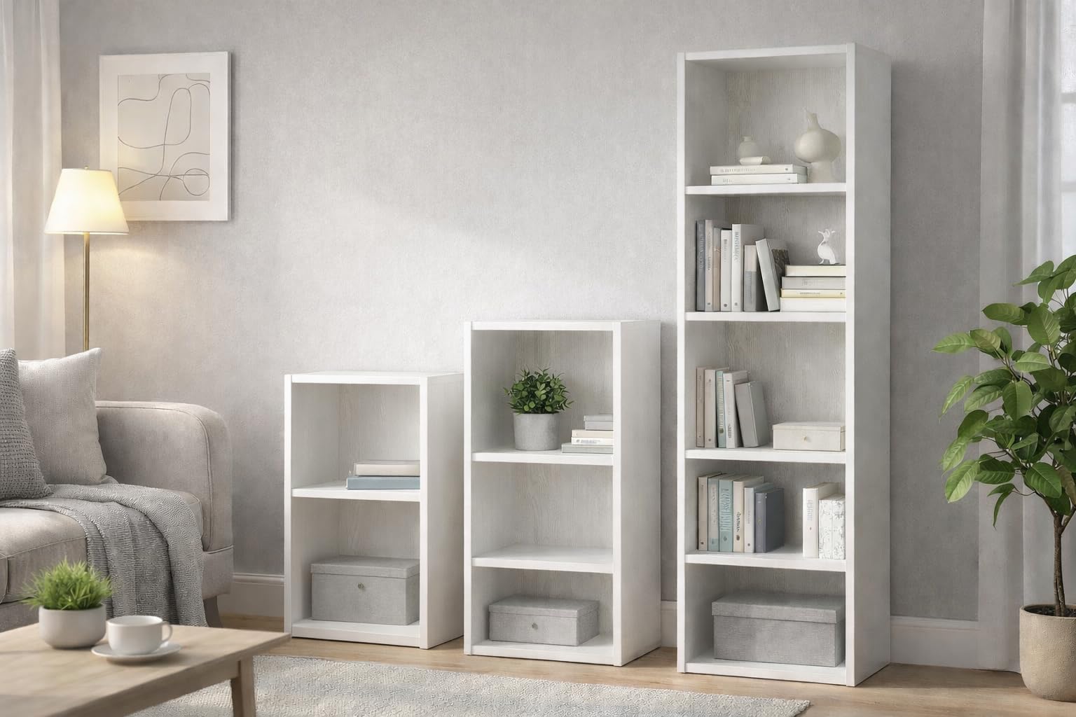Gardenia Libreria Scaffale 5 Ripiani, Legno, Bianco