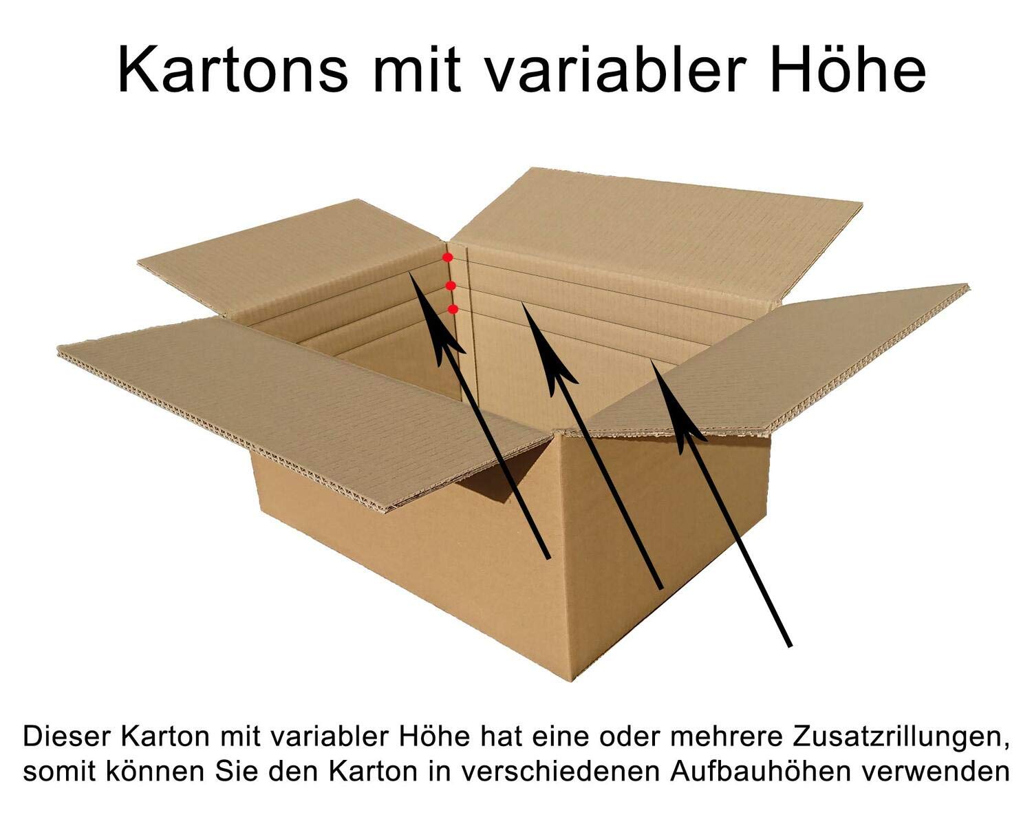 20 Faltkarton 1200x300x(100)-300mm mit variabler Höhe 2-wellig braun