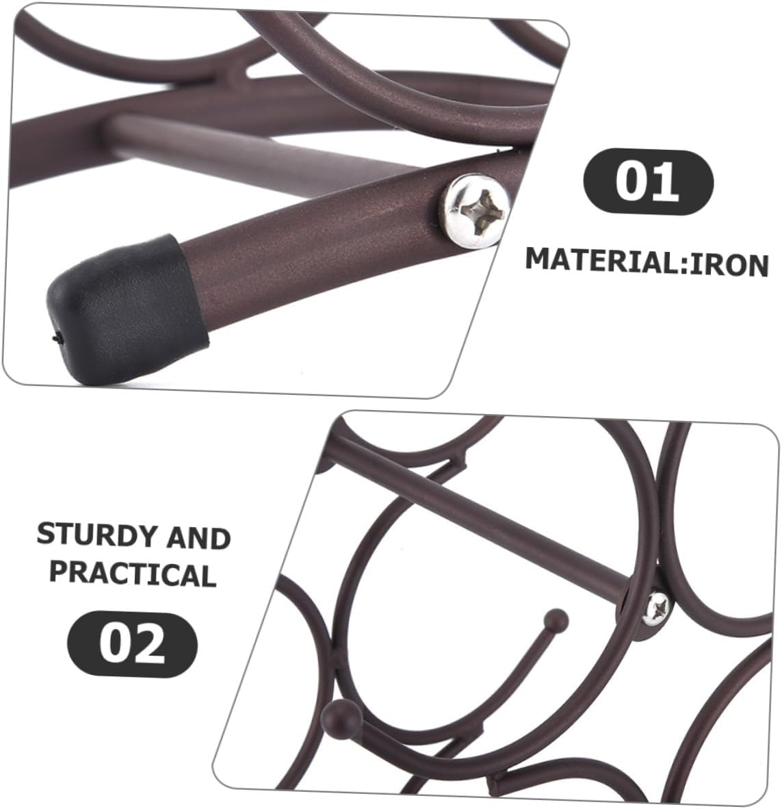 Vintage Metal Wine Rack 6-Bottle Detachable Hollow Wine Holder Stand Matte Antique Copper for Home Dining Room and Storage