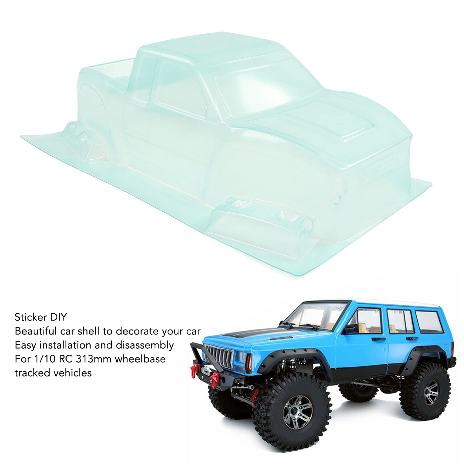 Korpus RC, rozstaw osi 313 mm |Przezroczyste PCV DIY Personalizacja dla pojazdów gąsienicowych/ciężarówek/szlaków w skali 1/10 |2 zestawy z naklejkami, amortyzujące