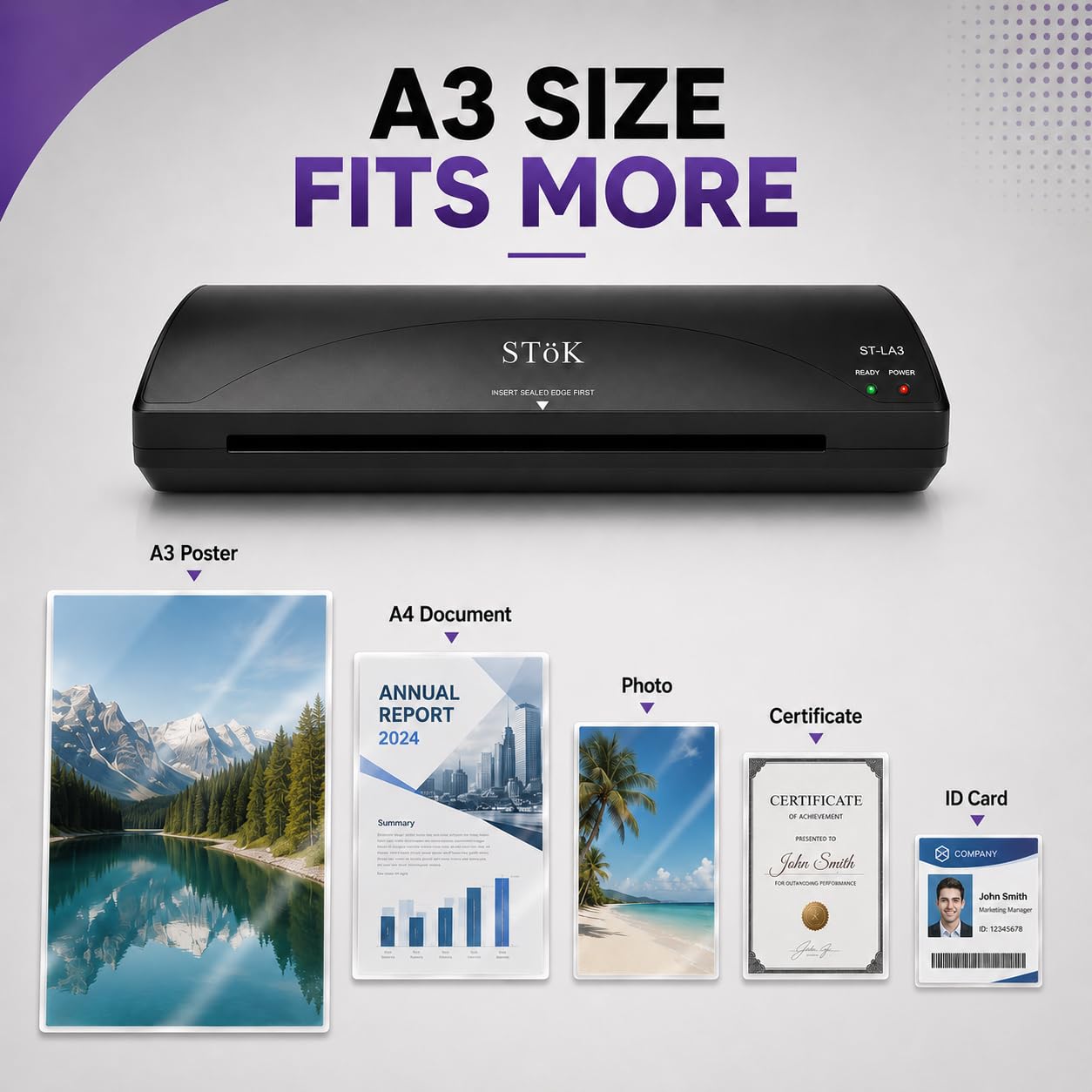 SToK (ST-LA3) 12-Inch Dual Mode Lamination Machine for Home, Office & School with Hot & Cold Functions | Fits All A3 & A4 Pages (1 Year Warranty) 4