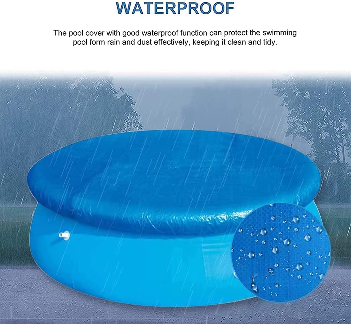 Pool Cover, Rahmen Wasserdicht Poolabdeckung Easy Set Staubdicht Pool Protector Poolabdeckplane für Familien-Pool Planschbecken und Outdoor-Villa Garten (183cm(6ft))