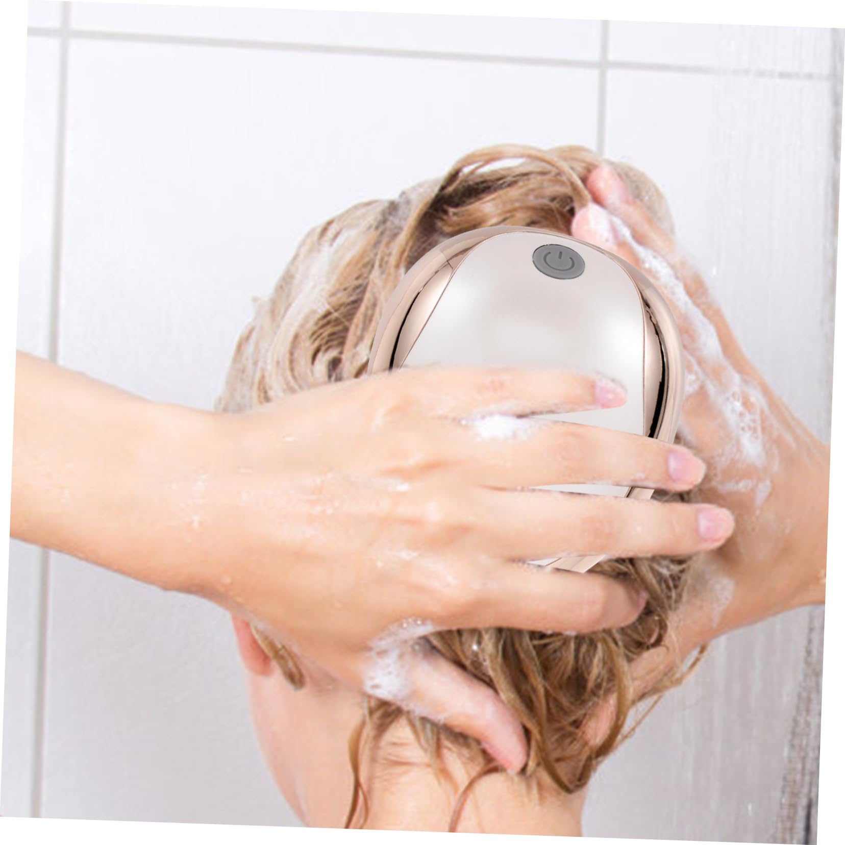 Baluue Kleiner Kopfhautmassagegerät Beige Elektrisch Wiederaufladbar mit 1150mah Akku (ipx7) Tragbares aus Abs und Silikon für Entspannung Beim Baden und Reisen
