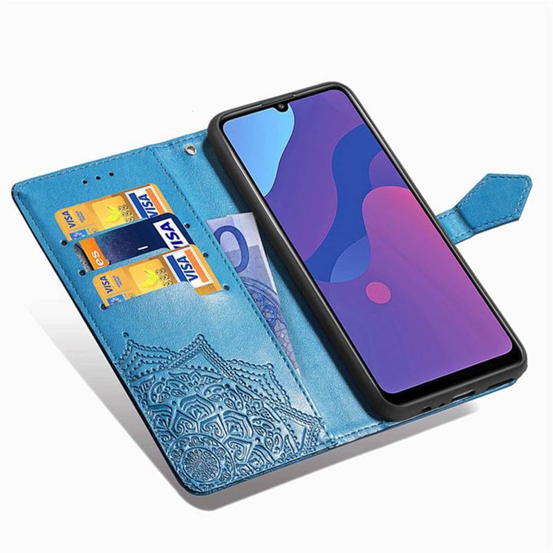 Image of ClickCase Queen Series for Redmi Note 15 Pro 5G Leather Flower Embossing Wallet Flip case Magnetic Closure Flip Cover for Redmi Note 15 Pro 5G (Sky Blue)
