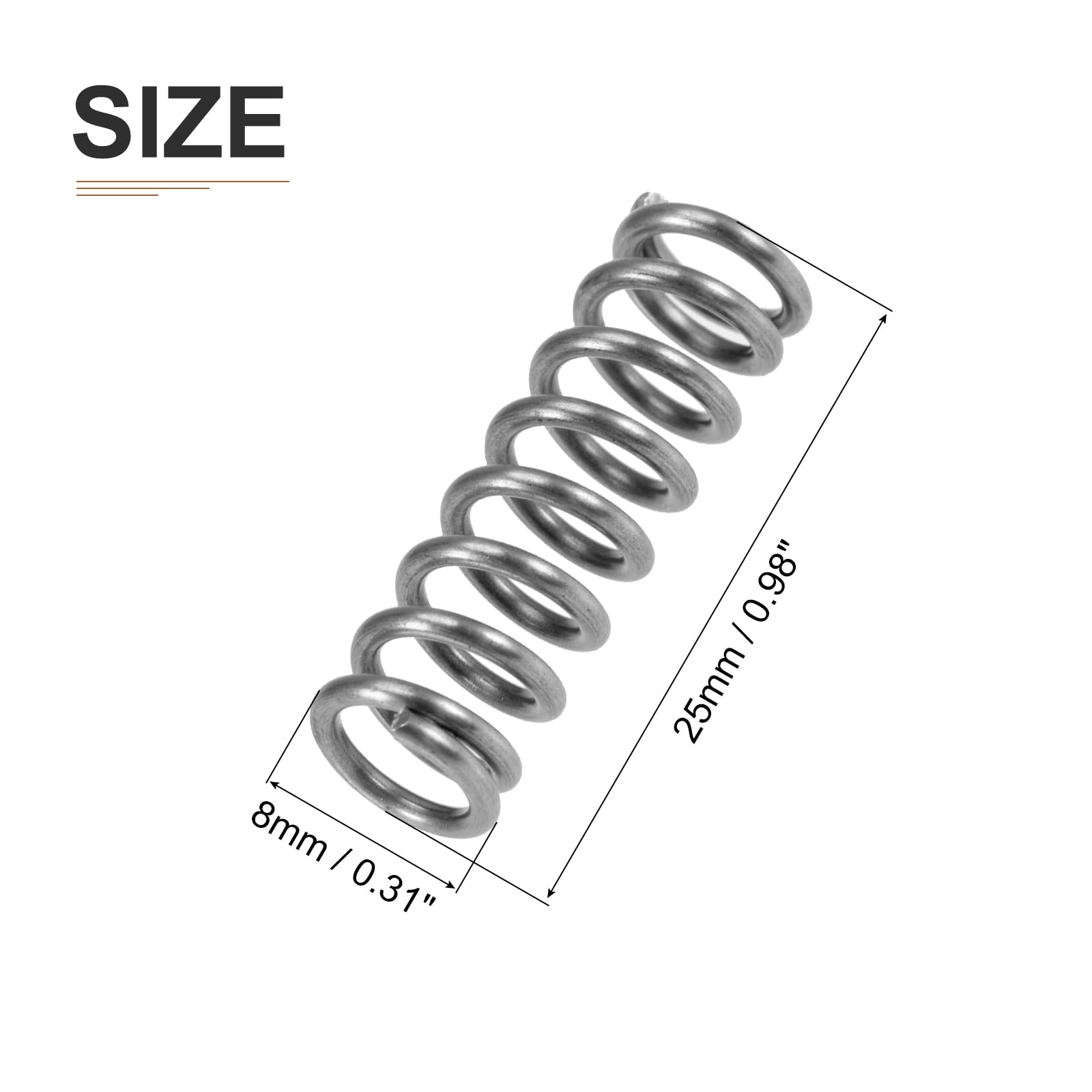 DTGN 1.2x8x25mm(DxODxL) Compression Spring - 15Pack - Good for Machinery - Spring Steel Extension Spring - Gray - Image 2