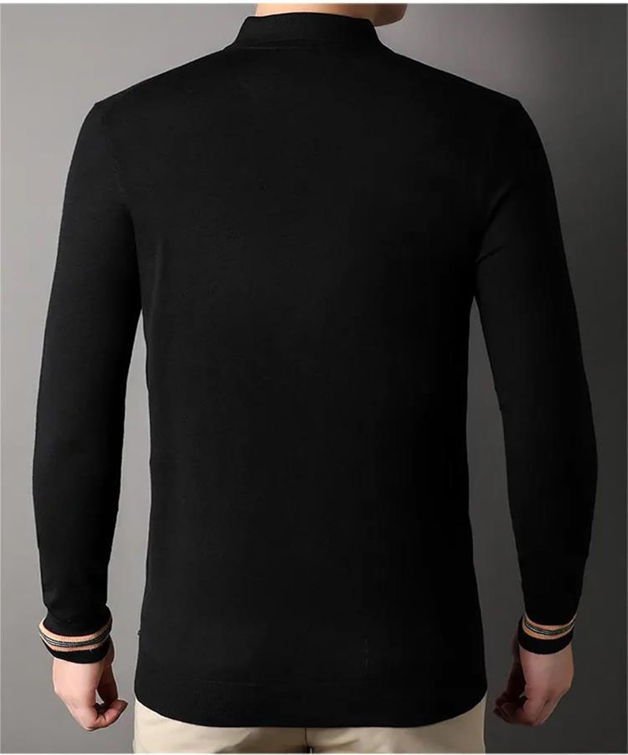 Men's Classic Pullover Polo Sweaters Long Sleeve Turndown Collar with Striped Sleeve Design Old Money Style Comfort Fit
