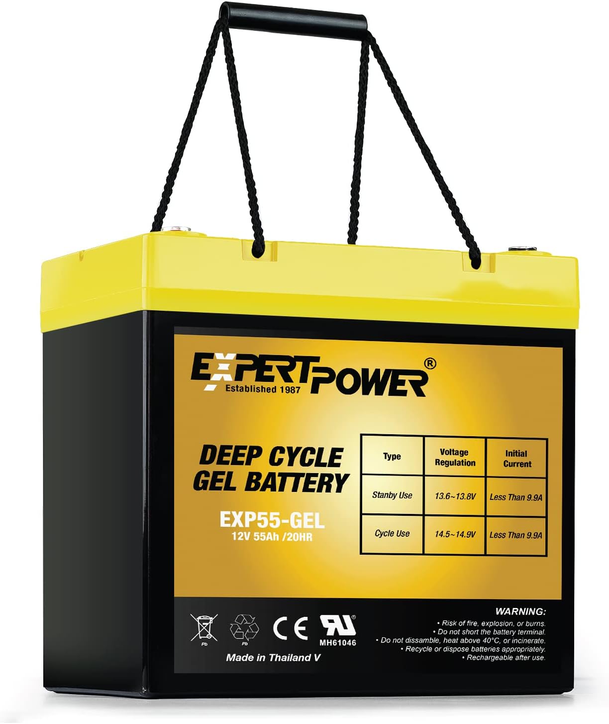 12V 55AH Gel Deep Cycle Battery Rechargeable Non-Spillable for Wheelchair UPS