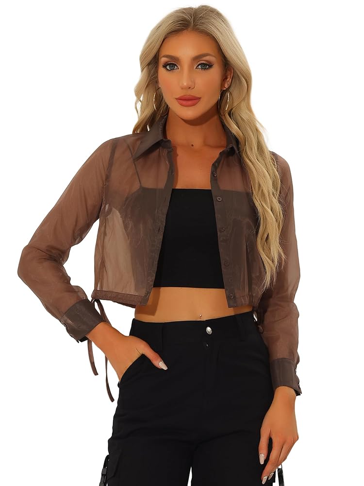 Amazon.com: Allegra K Women's See Through Top Long Sleeve