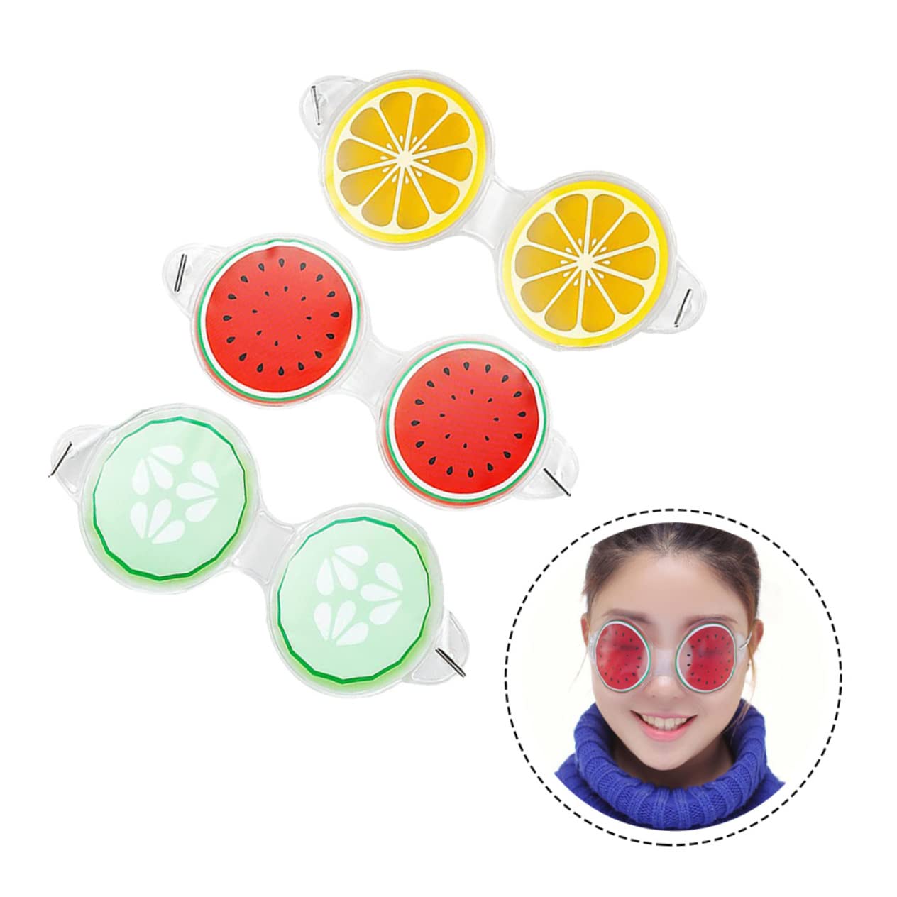 Maschera per Occhi in Gel 3 Pezzi, Pvc, Rinfrescante Estiva