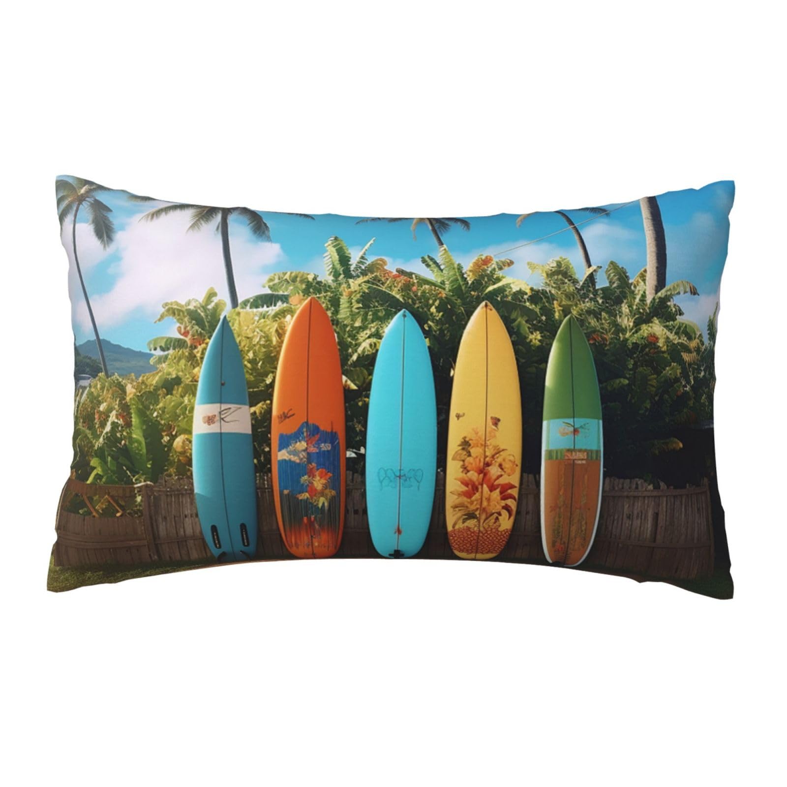 FodPand Luxury Velvet Pillow Cases 12 x 20 inch Super Soft Decorative Throw Pillow Covers - Surf's up Surfboard Pillowcases Modern Lumbar Cushion Cases for Couch Sofa Bed Pillow Shams