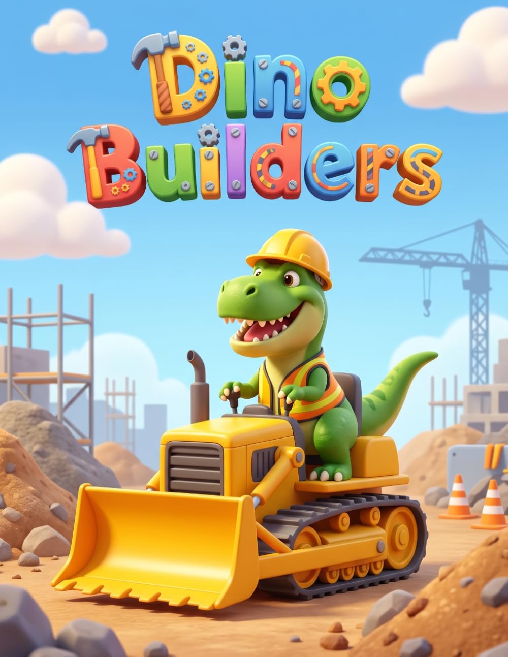 Dino Builders: A Fun Construction Dinosaur Coloring Book for Kids
