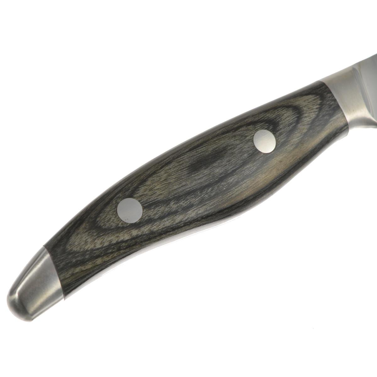 KAI Shun Nagare Couteau à Jambon 23 cm Longueur de Lame - Lame à Double Noyau en Acier Damascus de 72 Couches VG 2 & VG 10 - Pakkawood Gris-Noir - Fabriqué à la Main au Japon - Couteau à Viande Forgé
