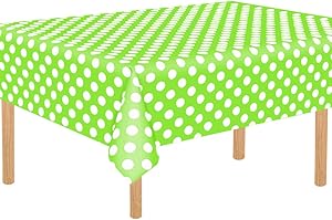TONIFUL 3 Pack Fruit Green Polka Dot Plastic Tablecloth 54”x108” Inch Polka Dot Rectangle Table Cover for Picnic Party Holiday Dinner