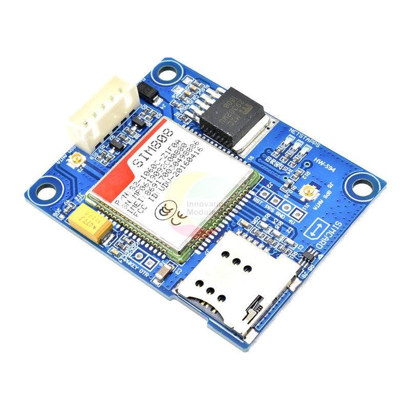 Angle view of the SIM808/SIM868 module showing TF card slot