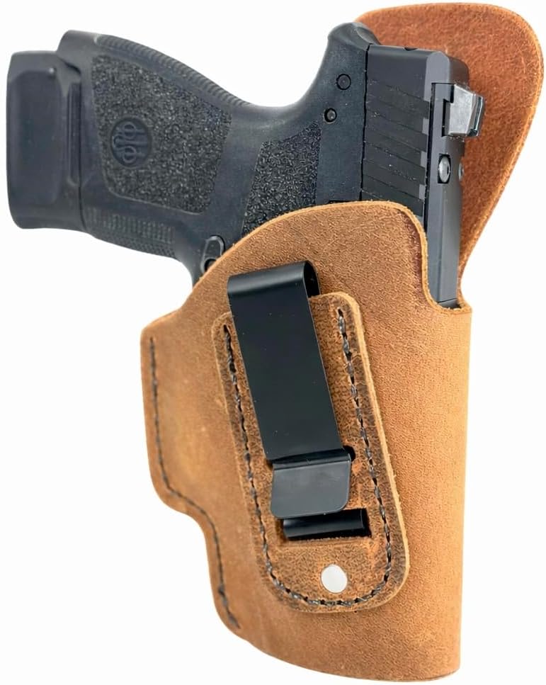 Inside The Waistband Leather Holster - 1.5" Metal Belt Clip - Designed for Concealed Carry Comfort - Good for Multiple Concealed Carry Positions - Comfortable Holster for IWB Carry