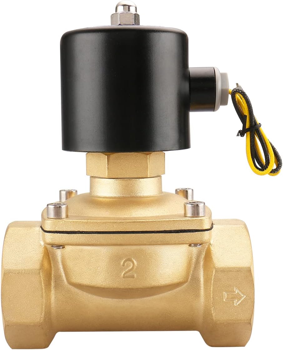 Baomain Pneumatic 2 Inch Normally Open 2 Way Brass Electric Solenoid Valve for Water,Air 2W-500-50K (DC 12V)