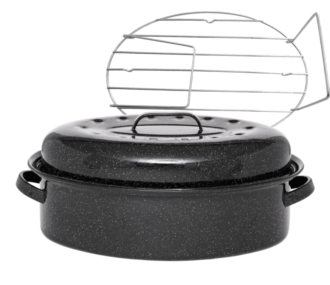 Graniteware - Cocotte Roaster en acier émaillé + grille inox – Grand format