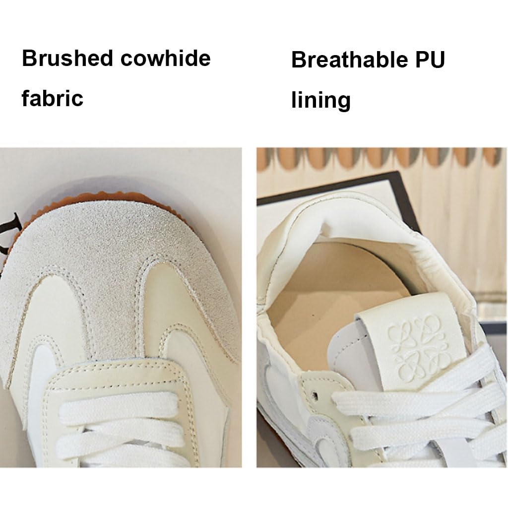 Damen Weiße Sneaker Minimalistisch Wildleder Freizeitschuhe