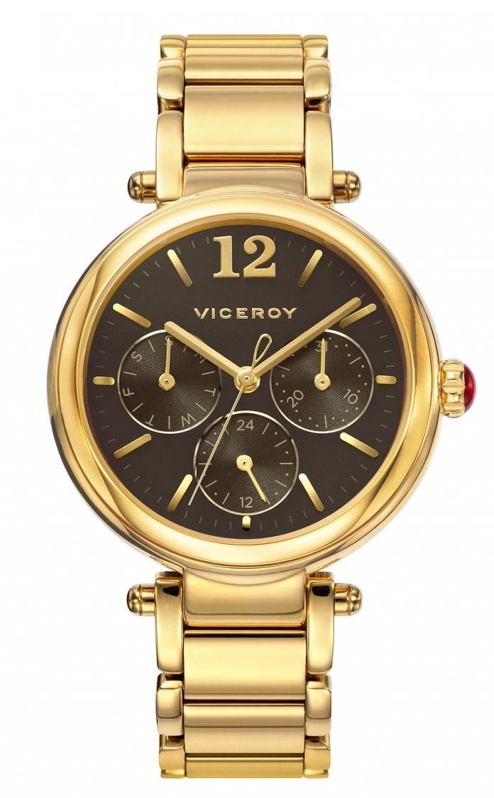 Viceroy 471056-​45 - Reloj Multiesfera para Mujer, Color Negro/​Oro Amarillo