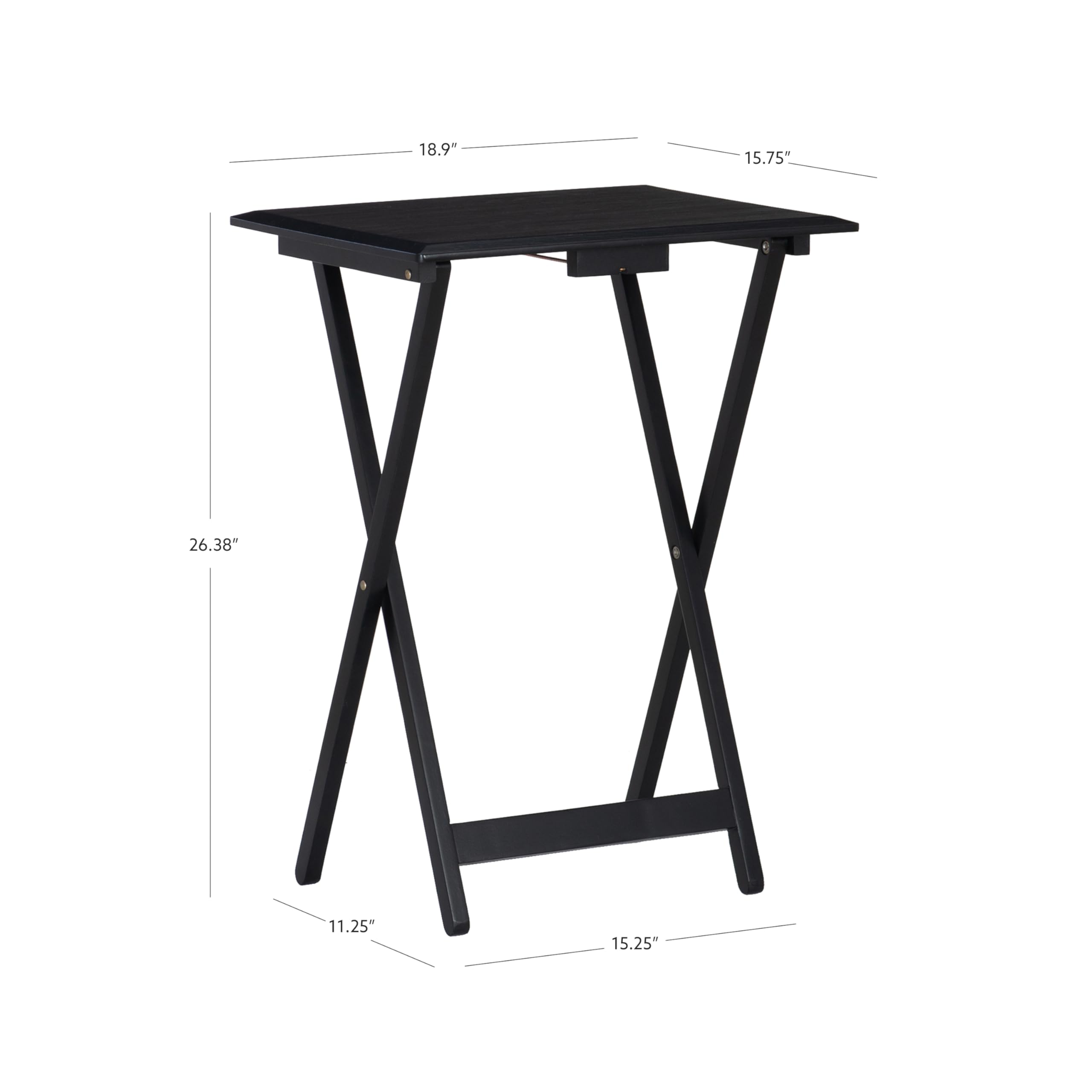 Linon Kearney-Juego de Mesa Plegable de Cinco Piezas con Soporte anidable, Color Negro, Madera de ingeniería, Black