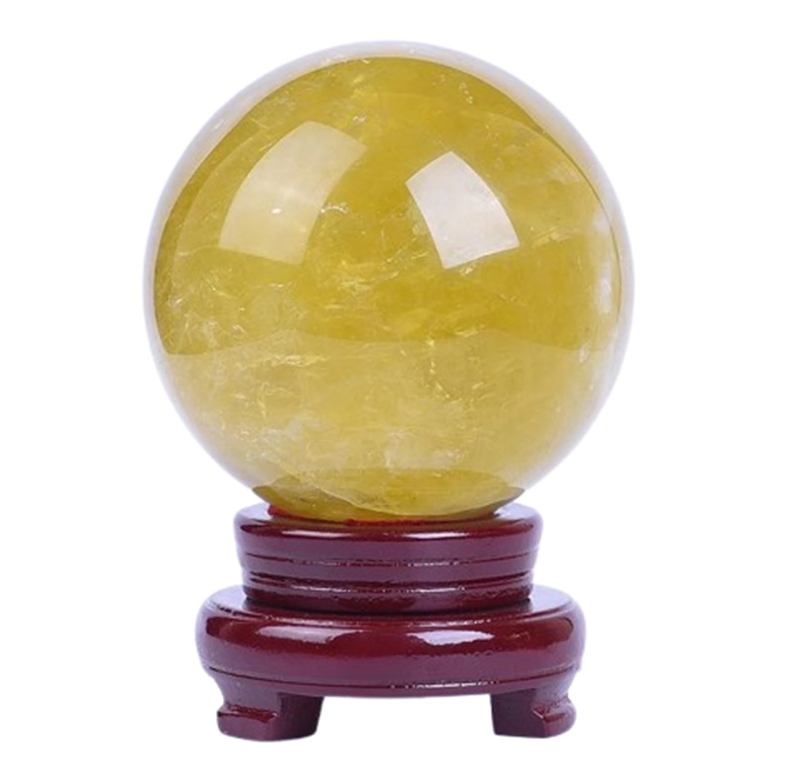 AEVHBAMXN Yellow Citrine Crystal Sphere – Hand-Polished Stone for Wealth, Success &, Feng Shui Decor for Entryway, Living Room & Office,10cm