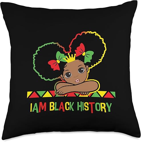 Miniatura 4 de I am Black History Little Girl Afro Love African Black History Month Shirt Cute Girls I am African American Throw Pillow, 16x16, Multicolor