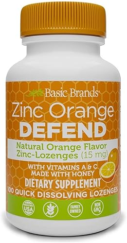 Basic Brands Pastillas de zinc, 100 unidades, naranja